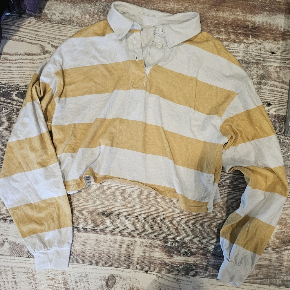 Cropped stripped polo top size Small